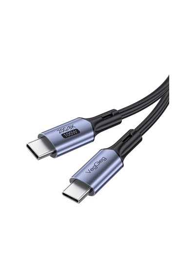 Veggieg 100w 5a Usb 3.2 Gen2 20 Gbps 8k 60hz Type-c Görüntü Şarj Ve Data Kablosu 1 Metre