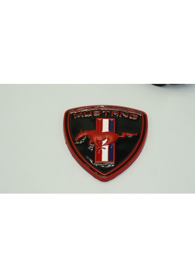 Dk Mustang Koşan At Bagaj Logo Siyah Kırmızı Metal Plaka Arma