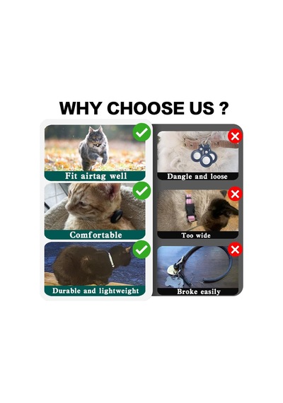 Airtag Kedi Tasması Ayrılma, Apple Air Etiket Tutuculu Ve Zilli Yansıtıcı Kedi Tasması, Kız Erkek Kediler İçin, 0,4 İnç Genişlik Ve Hafif Siyah Diğer