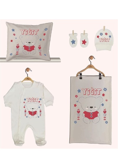 Pia Baby Gl 1945-02 İsme Özel Beşli Tulum Set Krem