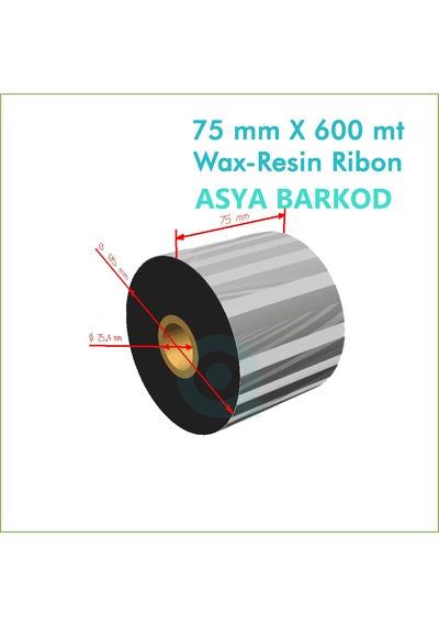 75 Mm X 600 Mt Wax Resin Ribon