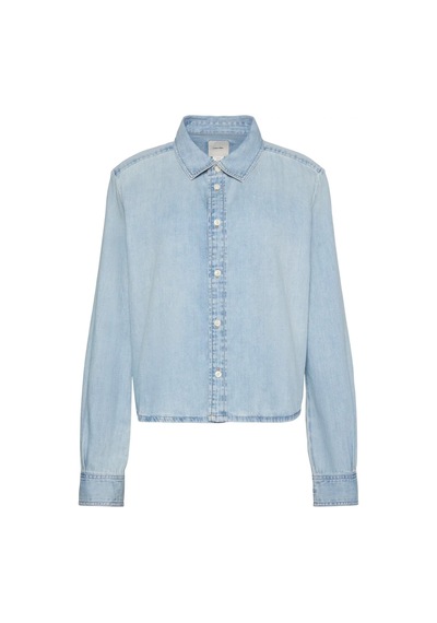 Calvin Klein Cropped Ls Shırt Brıghton Blue Kadın Mavi Kot Gömlek-12046 Mavi