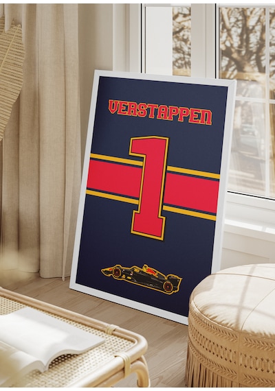 Max Verstappen F1 Poster Tablo Beyaz Çerçeveli