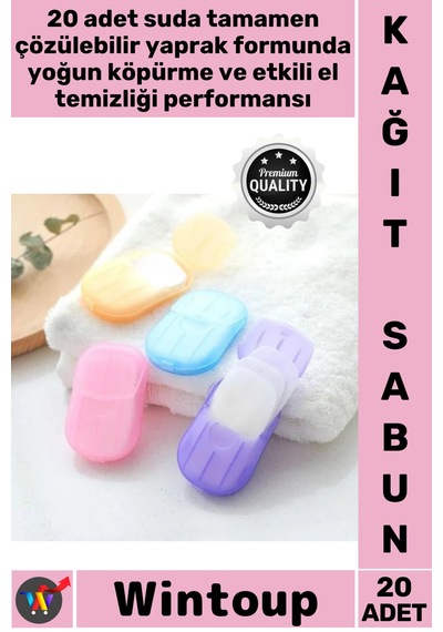 Sabunu Outdoor Hijyenik Pratik Taşınabilir El Temizliği Doğa Dostu Kağıt Seyahat Sabunu 20 Adet Karışık
