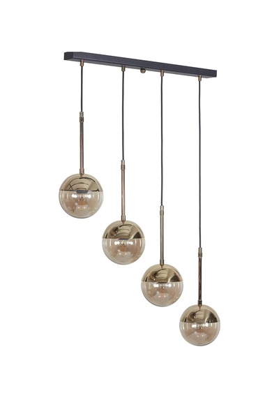 Luvia 4 Lü Gold-siyah Metal Gövde Bal Rengi Camlı Tasarım Lüx... Gold