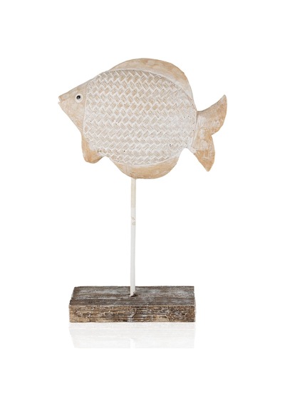 The Mia Retro Marin Hasır Desenli Balık Obje 35 Cm