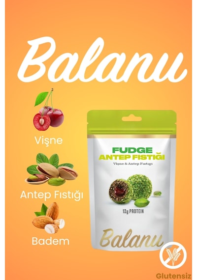 Fudge Antep Fıstığı Kaplı Vişneli Meyve Topları 110gr X3 Adet