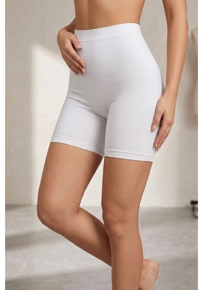 Fit Women Yüksek Bel Dikişsiz Kadın Orta Boy Boxer 2002-beyaz