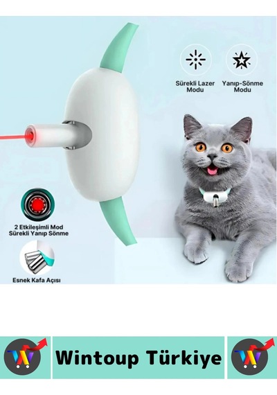 Tasma Esnek Kafa Açılı Ayarlanabilir Silikon Kayış 2 Modlu Şarjlı Otomatik Lazer Kedi Oyun Tasması