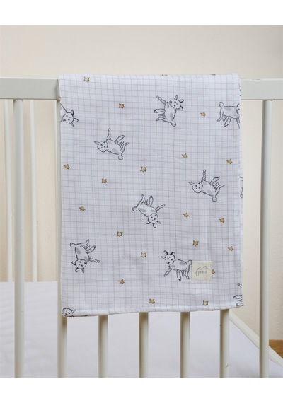 Kuzu Müslin Örtü 120X120 Cm - Gri-Sarı Gri - Sarı