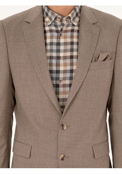 Cacharel Camel Slim Fit Yün Karışımlı Ceket Kahverengi