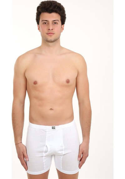 İbrahim Burak Etiler Collection Moda Çizgi Erkek Paçalı Penye Boxer 40066 Beyaz