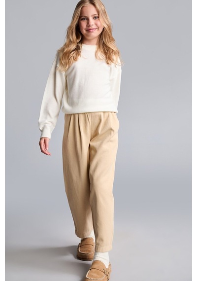 Defacto Baggy Fıt Esnek Bantlı Paça Gabardin Açık Bej Pantolon Kız Çocuk H9035a826aubg793 Bej-bg793