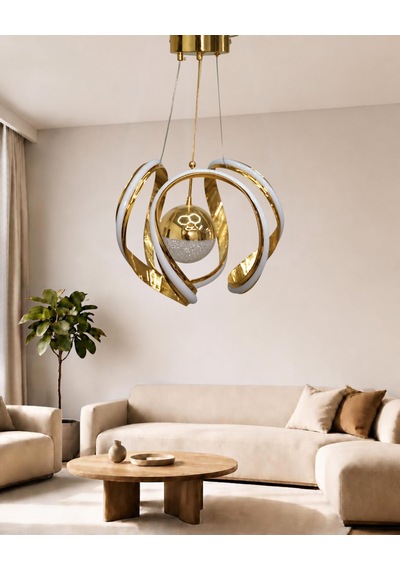 Ahtapot 3 Lü Büyük Modern Ledli Avize Çizgili 3 Renk Power Ledli Gold Kaplama Yatak Odası Salon Mutfak