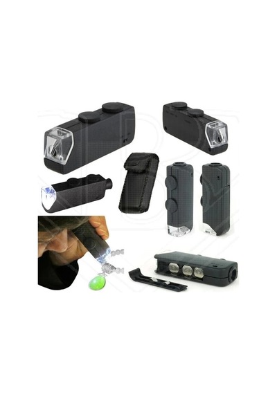 Mini 60x 100x Zoom Lens Takı Led Cep Mikroskop Büyüteç