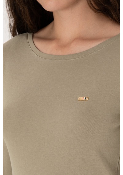 U.S. Polo Assn. Kadın Açık Haki Slim Bisiklet Yaka Basic Sweatshırt 50315419-VR183