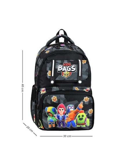 İlkokul Çantası Kids Bag 3'lü Set 42 30 Cm Beslenme Çantası Kalem Kutusu Ortopedik Erkek Çocuk Siyah