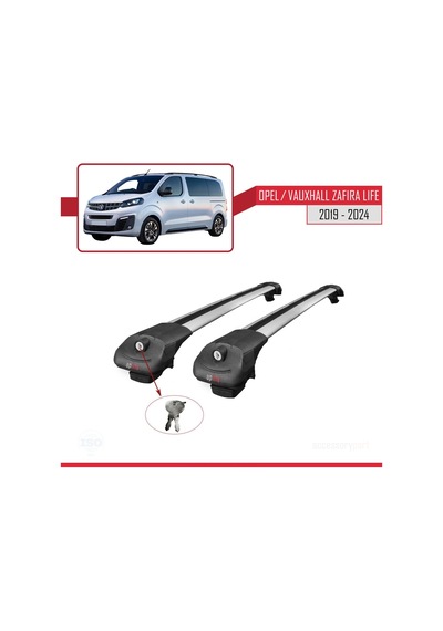 Opel / Vauxhall Zafira Life 2019 Ve Sonrası İle Uyumlu Ace-1 Ara Atkı Tavan Barı Gri