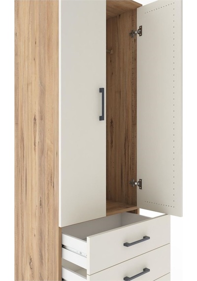 Hyperion Dolap Tek Raflı 3 Çekmeceli Tek Askılı 60x44x182 Çam-aytaşı Atlas Çam