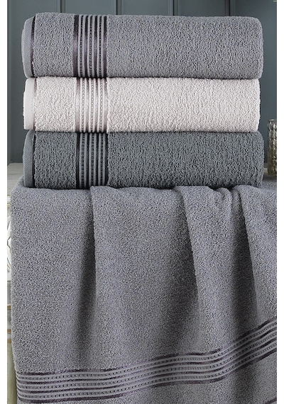 Alia Soft 70x140 Cm 3'lü Banyo Havlusu Seti Gri Koyu