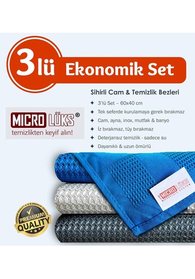 Mikrofiber Sihirli Temizlik Bezi,%100 Mikrofiber, Karışık Renk, 40x60 Cm, Süper Emici, Hızlı Kuruma, Tüy Bırakmayan, 3 Adet Belirtilmemiş