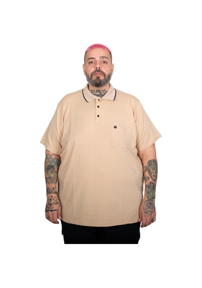 Mode Xl Büyük Beden Erkek Likralı Süprem Cepli Polo Yaka T-shirt 21558 Bej Bej