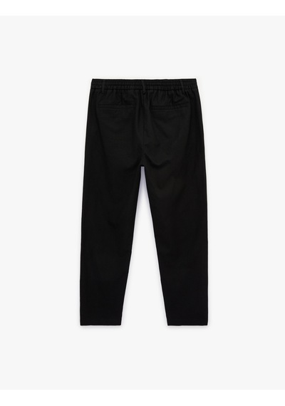 Koton Regular Fit Beli Lastikli Düğmeli Düz Paça Keten Karışımlı Chino Yazlık Pantolon Siyah 6sam40003hw Koton Regular Fit Beli Lastikli Düğmeli Düz Paça Keten Karışımlı Chino Yazlık Pantolon Siyah 6sam40003hw