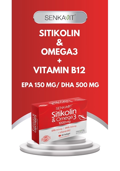 Senkavit Sitikolin+omega 3 Ve Vitamin B12 İçeren 30 Lu Yumuşak Kapsül
