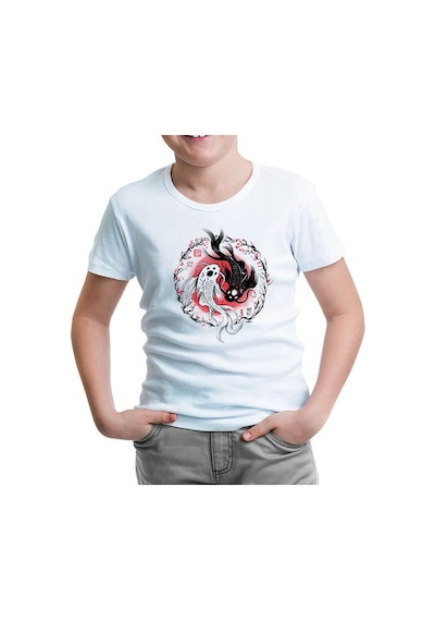 Lord Tshirt Koi Fishes İn A Floral Circle Beyaz Çocuk Tshirt 001