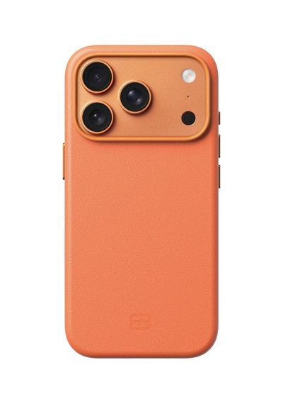 İphone 18 Pro Uyumlu 6.3 İnç Nappa Premium Vegan Deri Magsafe Kılıf Turuncu