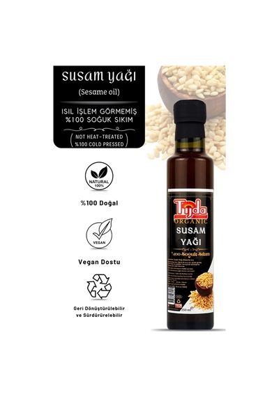 Tijda Susam Yağı Organik İçilebilir %100 Soğuk Sıkım 250 ML
