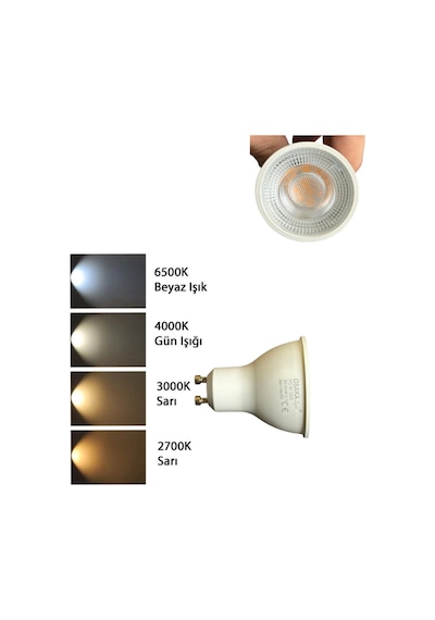 3 Adet Osaka 9w 70w Sarı Işık 3000k Gu10 Duylu Led Çanak Ampul