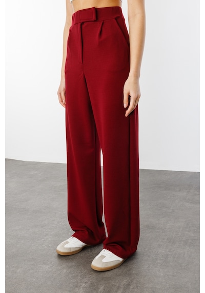 Genius Store Beli Cırtlı Rahat Palazzo Pantolon Cırtlı-pantolon Bordo