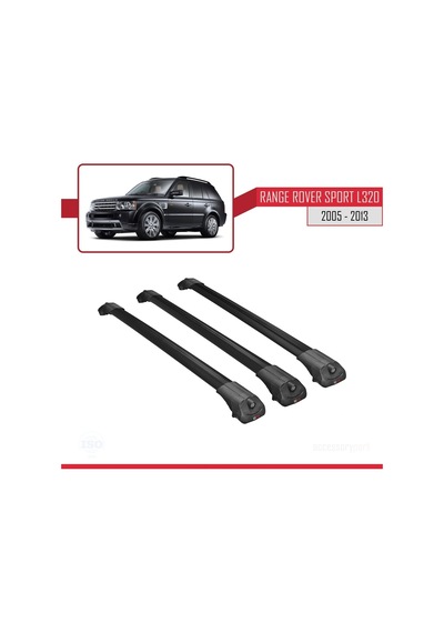 Land Rover Range Rover Sport L320 2005-2013 Arası İle Uyumlu Ace-1 Ara Atkı Tavan Barı Siyah 3 Adet Bar
