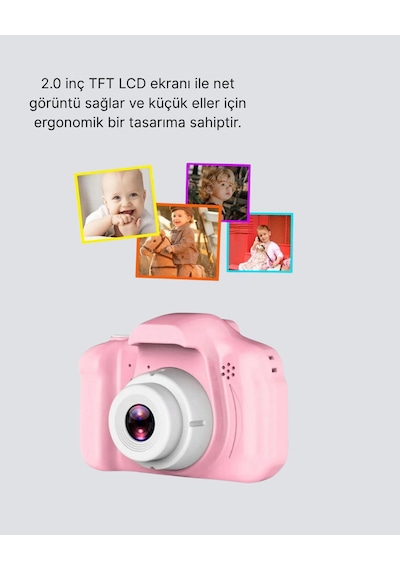 8 Megapiksel Mini Çocuk Kamerası Hd Ekranlı Darbeye Dayanıklı Ve Şarjlı - Lisinya