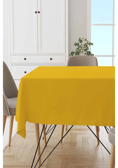 Sarı Tek Renk Sade Leke Tutmaz Premium Masa Örtüsü Mso016n11