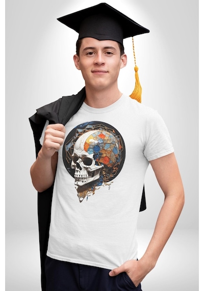 Kuru Kafa Kristal Unisex Unisex Beyaz Organik Baskılı T-shirt Penye Yüksek Kalite Beyaz
