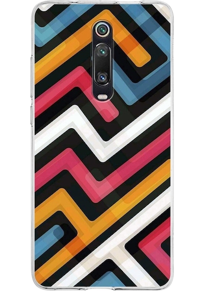 Xiaomi Mi 9t Pro Uyumlu Kapak Labirent Grafiti Tasarımlı Şeffaf Silikon Kılıf Şeffaf