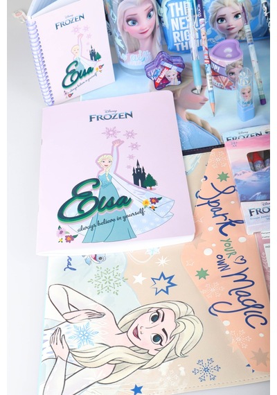 Dekomus Lisanslı Elsa Frozen Ice Glow Colleciton Full Kırtasiye Seti Büyük Boy Okul Çantası,kalem Çantası,beslenme Kabı,matara Altın