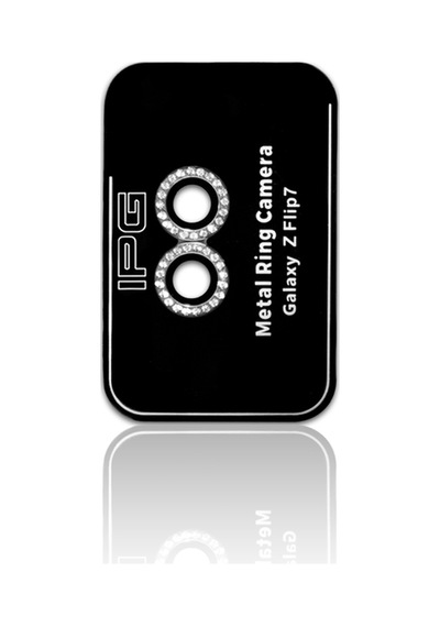 Samsung Galaxy Uyumlu Z Flip 7 İçin Ipg Prolens Kamera Lens Koruyucu Elmas Taş Çerçeveli, Kırılmaz Cam Gümüş