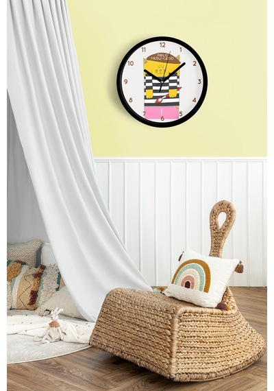 Picasso Kedi Modern Duvar Saati - 30cm - Önü Camlı Siyah Kasa - Sessiz Mekanizma-jh0287 Siyah