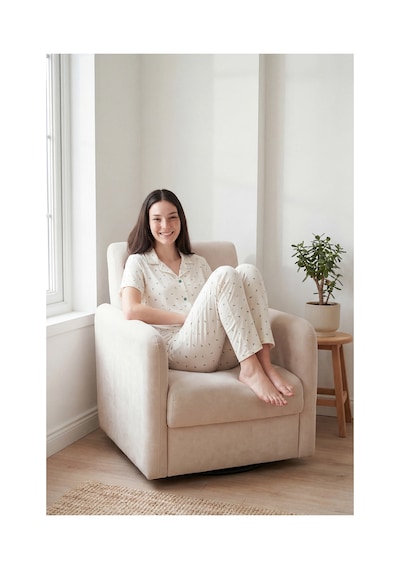Lela Bayan Pijama Takımı 65750101y Ekru-yeşil