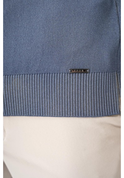 Efor Slim Fit Degrade Desen Bisiklet Yaka Mavi Triko Tr 866 Mavi