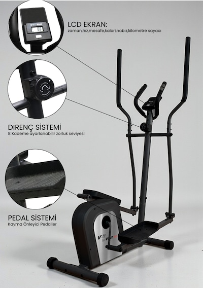 Voit V-fit By Rio Eliptik Kondisyon Bisikleti Ev Tipi, Sessiz Ve Kompakt Siyah