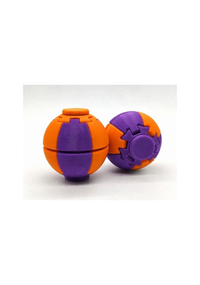 Alvera Press Küresi 3d Baskı Dönüşen Mekanik Fidget Stres Oyuncağı-mor-turuncu