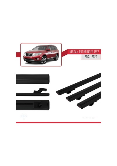 Nissan Pathfinder R52 2013-2020 Arası İle Uyumlu Basic Model Ara Atkı Tavan Barı Siyah 3 Adet