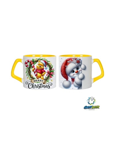 Ghostbastır Design Winnie The Pooh Noel Yılbaşı Kupa Bardak Tek Adet 1098 çok renkli