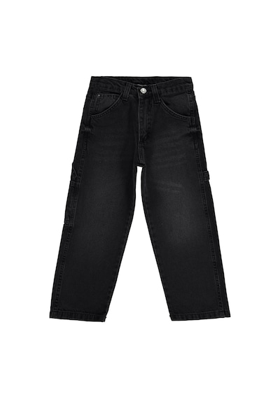 Civil Boys Yan Cepli Baggy Kalıp 10-13 Yaş Pantolon Kot - Siyah Siyah