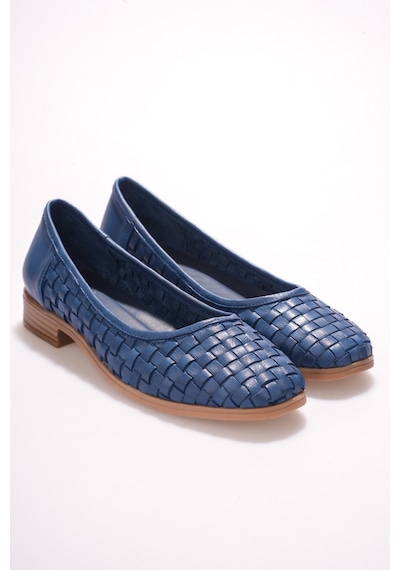 Analin Shoes Kadın Hakiki Deri Örgü Detaylı Babet Mavi Analin Shoes Kadın Hakiki Deri Örgü Detaylı Babet Mavi