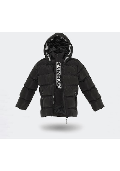 Slazenger NEONS Çocuk Kapüşonlu Şişme Siyah Mont & Kaban